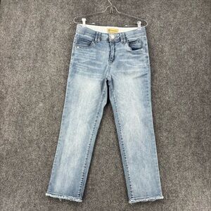 Democracy Ab Solution High Rise Jeans Women’s 6 Straight Leg Distressed Raw Hem